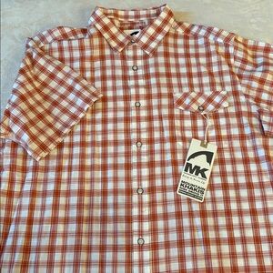 Mountain Khakis short sleeve new russet red shirt white performance XL plaid VTG